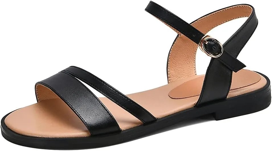 MIOKE Women's Casual Strappy Flat Flipflops Sandals Clip Toe Summer Beach Thong Gladiator Roman Shoes