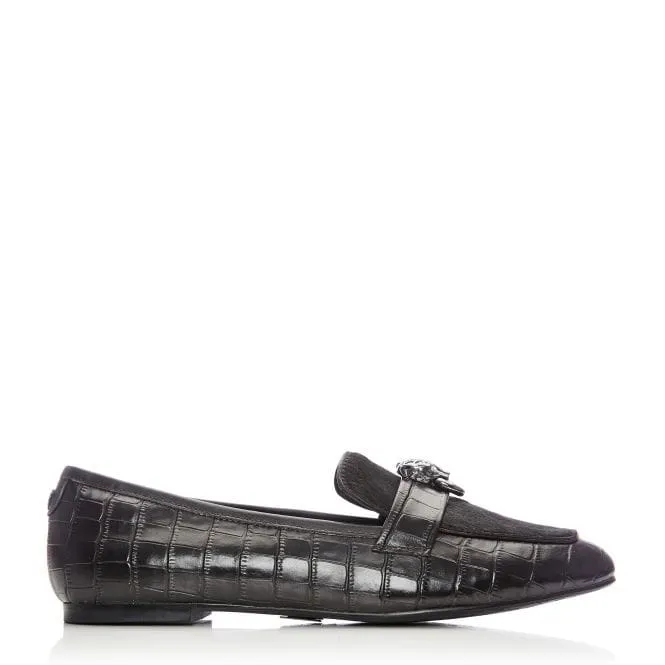 Moda in Pelle Eleni Black Croc Leather Loafer Only size 3 left