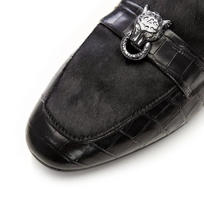 Moda in Pelle Eleni Black Croc Leather Loafer Only size 3 left
