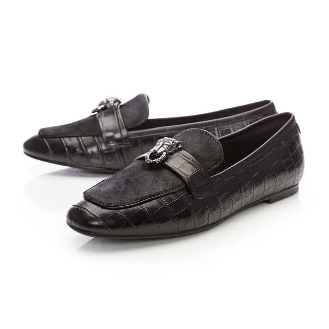 Moda in Pelle Eleni Black Croc Leather Loafer Only size 3 left