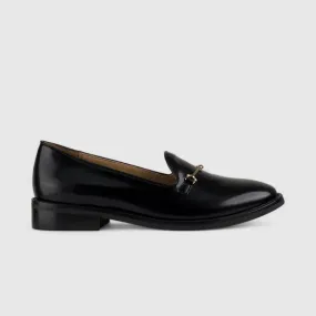 Morbido Leather Moc Pump Loafer Black NSH500-18