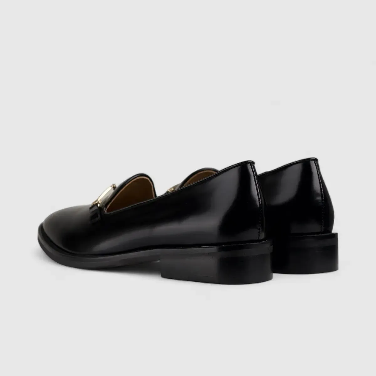 Morbido Leather Moc Pump Loafer Black NSH500-18