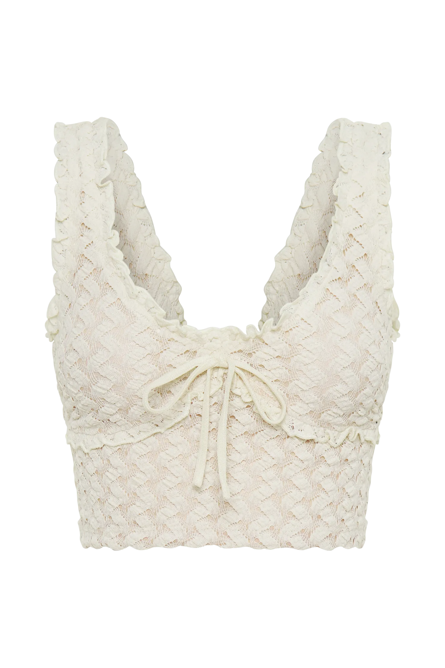 Morgan Mesh And Lace Sleeveless Top - Ivory