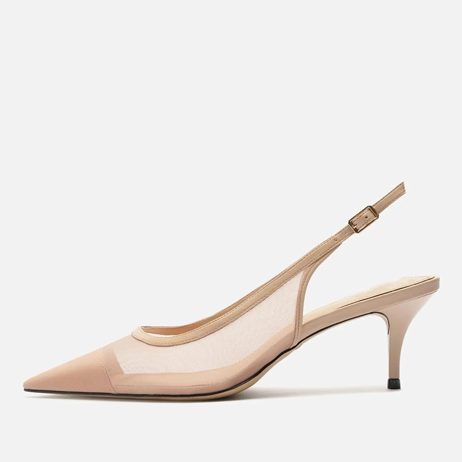 Nude Mesh Kitten Heels for Women Slingback Design with Pointed Toe Breathable and Stylish Elegant Low Heel for Comfort and Sophistication