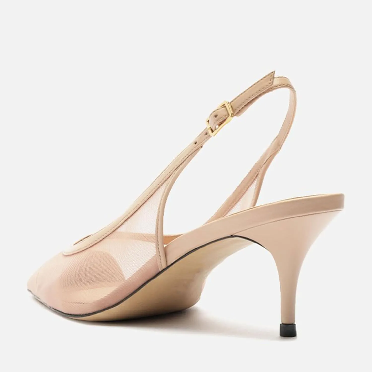 Nude Mesh Kitten Heels for Women Slingback Design with Pointed Toe Breathable and Stylish Elegant Low Heel for Comfort and Sophistication