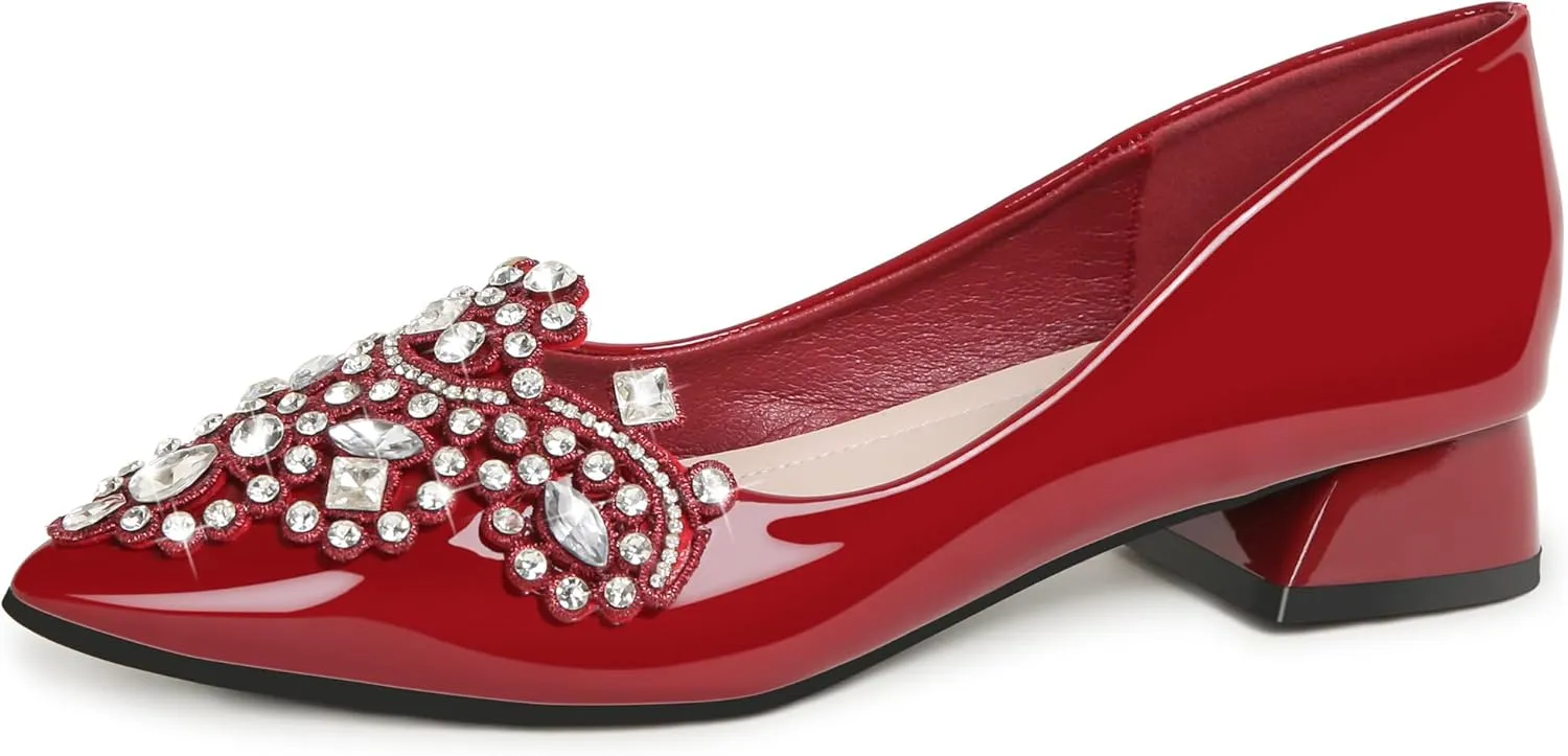 Pumps Shoes Women Rhinestone Pointed Head Pumps Comfortable Soft Memory Foam Insole Pumps Shoes for Women Comfortable Dress Shoes