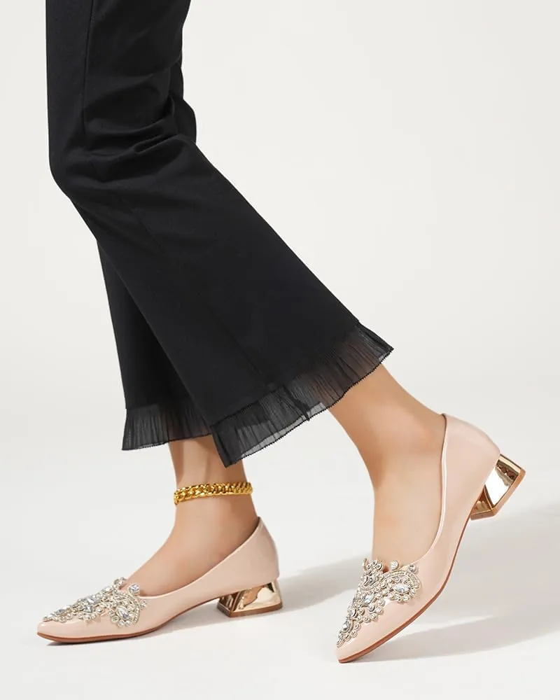 Pumps Shoes Women Rhinestone Pointed Head Pumps Comfortable Soft Memory Foam Insole Pumps Shoes for Women Comfortable Dress Shoes