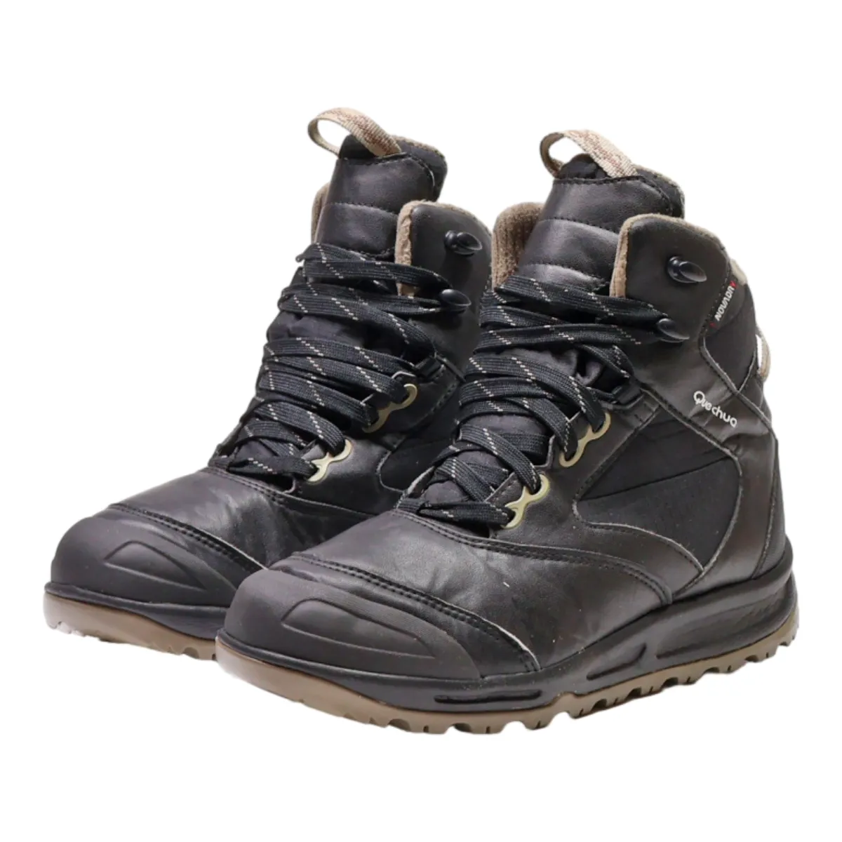 QUECHUA Hiking Boots Black Leather Mens UK 5.5