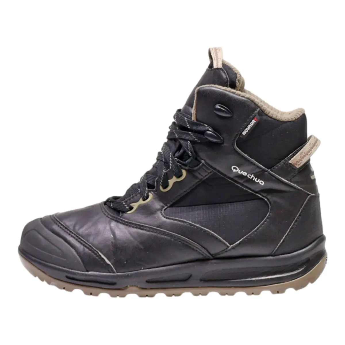 QUECHUA Hiking Boots Black Leather Mens UK 5.5