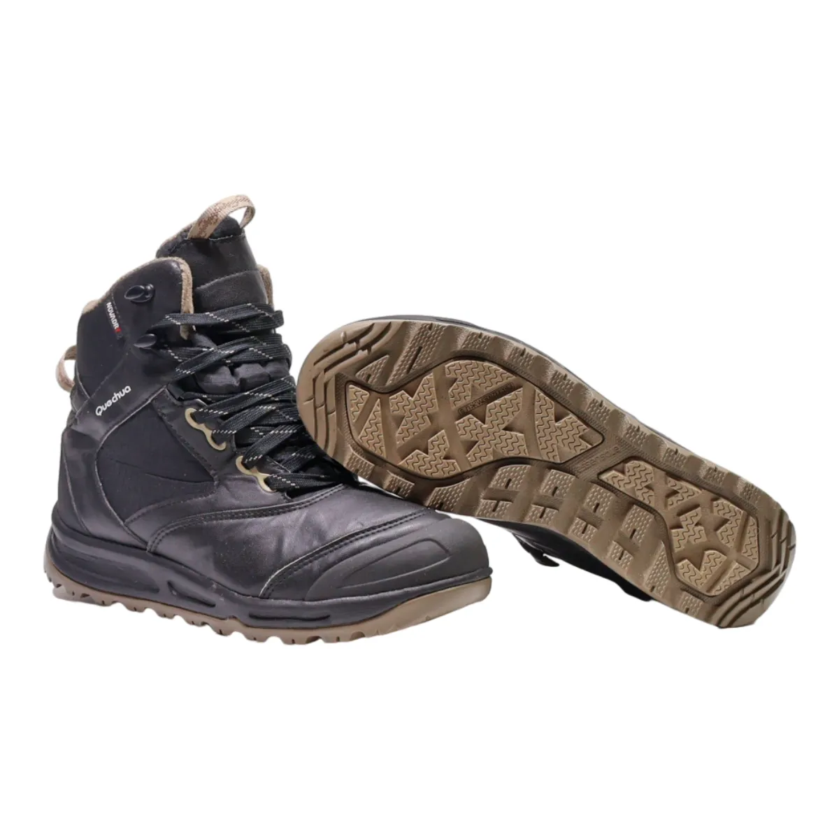 QUECHUA Hiking Boots Black Leather Mens UK 5.5