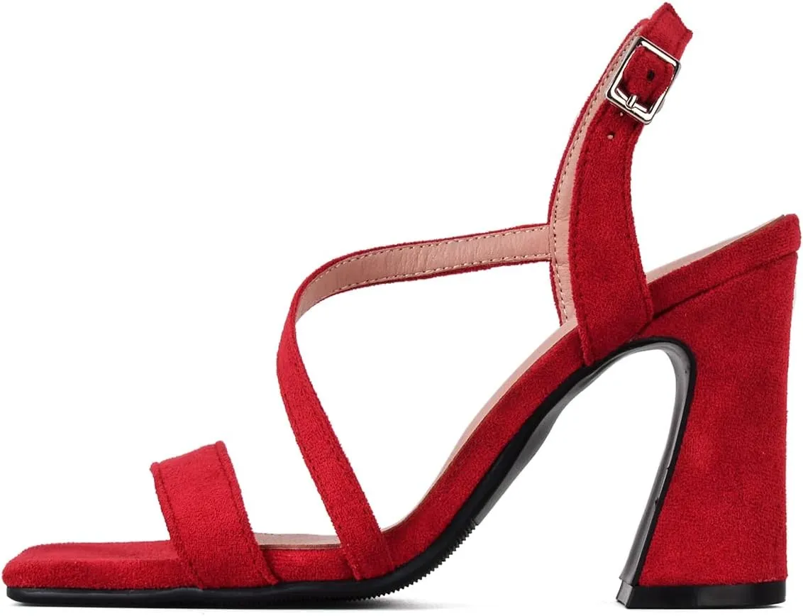 Roimaash Women Elegant Dressy Sandals Chunky Heels Open Toe Strappy Summer Shoes Slingback