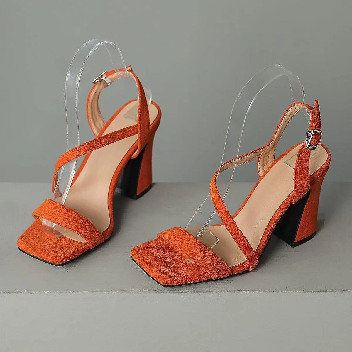 Roimaash Women Elegant Dressy Sandals Chunky Heels Open Toe Strappy Summer Shoes Slingback