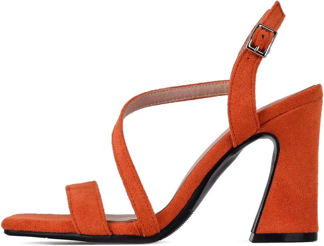 Roimaash Women Elegant Dressy Sandals Chunky Heels Open Toe Strappy Summer Shoes Slingback