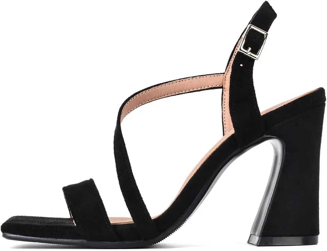 Roimaash Women Elegant Dressy Sandals Chunky Heels Open Toe Strappy Summer Shoes Slingback