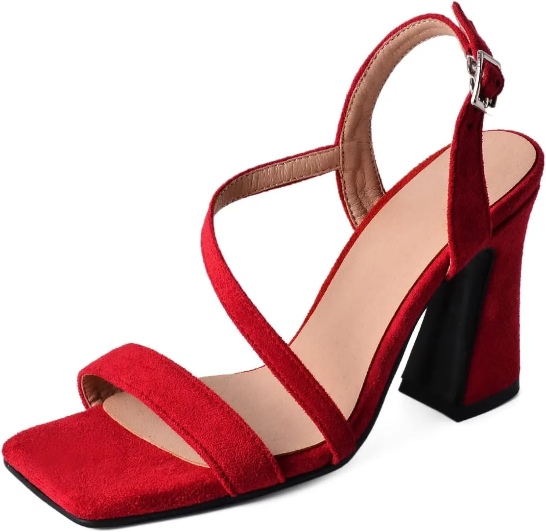 Roimaash Women Elegant Dressy Sandals Chunky Heels Open Toe Strappy Summer Shoes Slingback