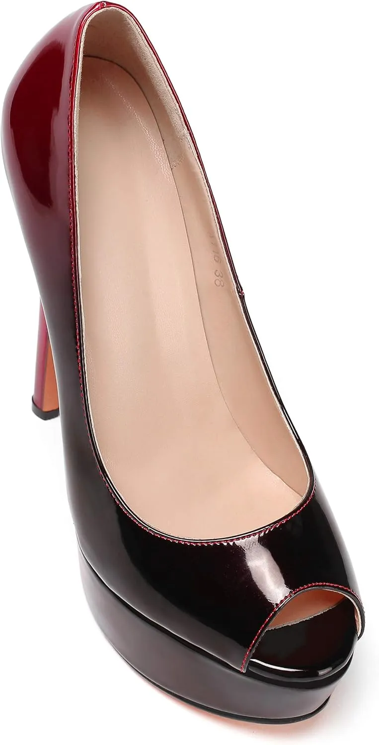 SAMMITOP Women's Peep Toe Pumps 6 Inch Stiletto High Heels Platform Pump Elegant Dress Shoes