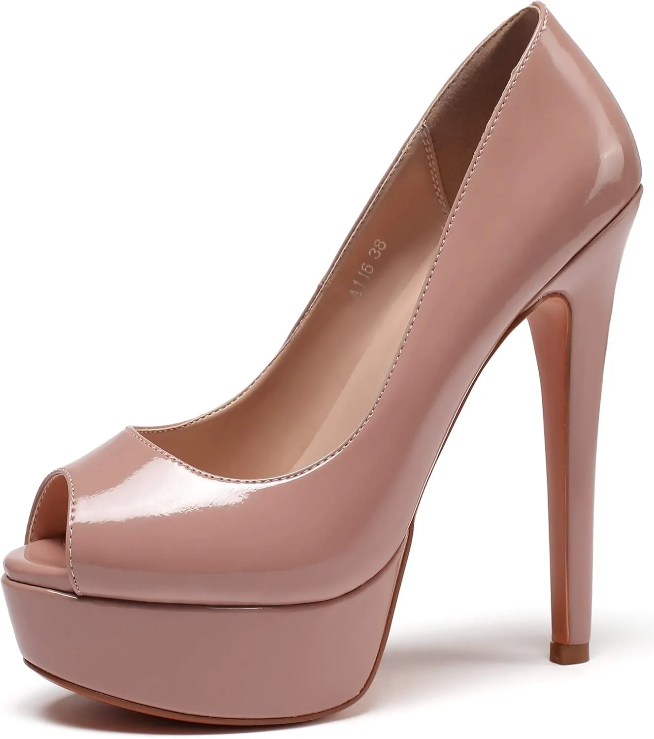 SAMMITOP Women's Peep Toe Pumps 6 Inch Stiletto High Heels Platform Pump Elegant Dress Shoes