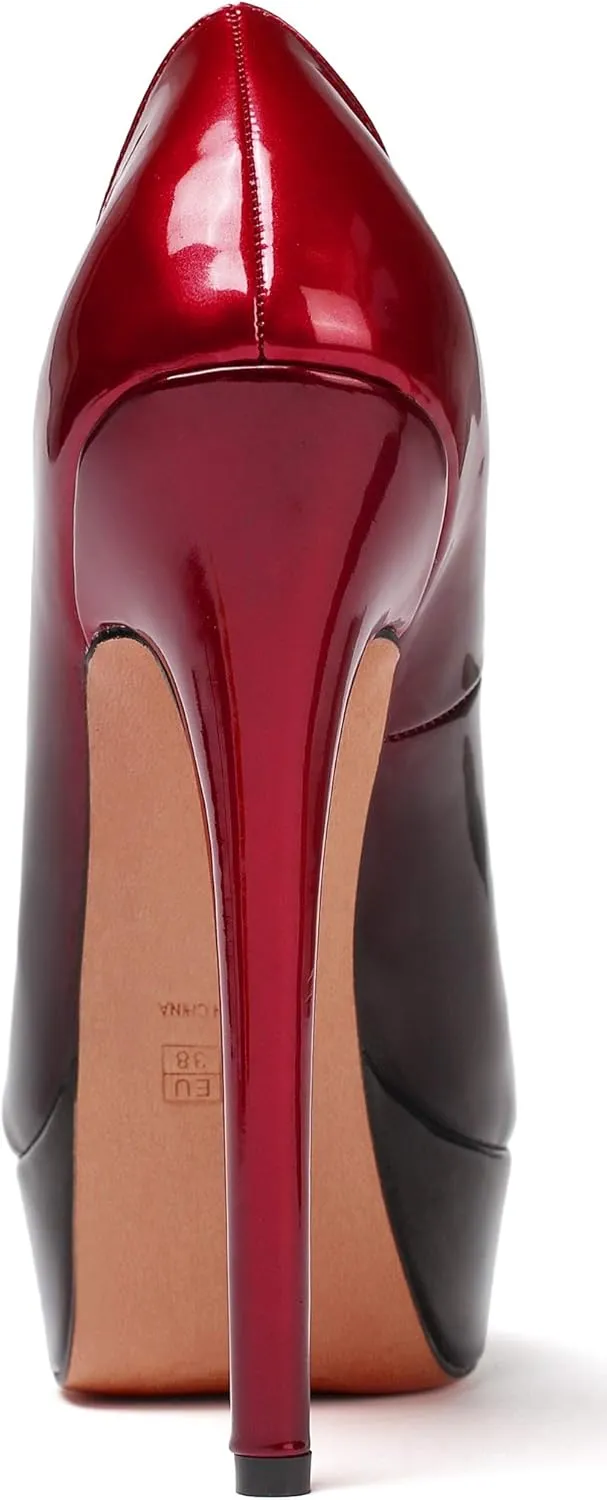 SAMMITOP Women's Peep Toe Pumps 6 Inch Stiletto High Heels Platform Pump Elegant Dress Shoes
