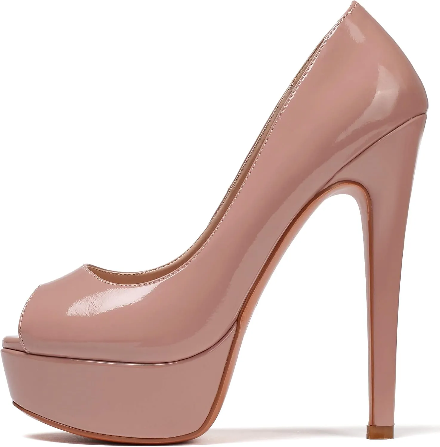 SAMMITOP Women's Peep Toe Pumps 6 Inch Stiletto High Heels Platform Pump Elegant Dress Shoes