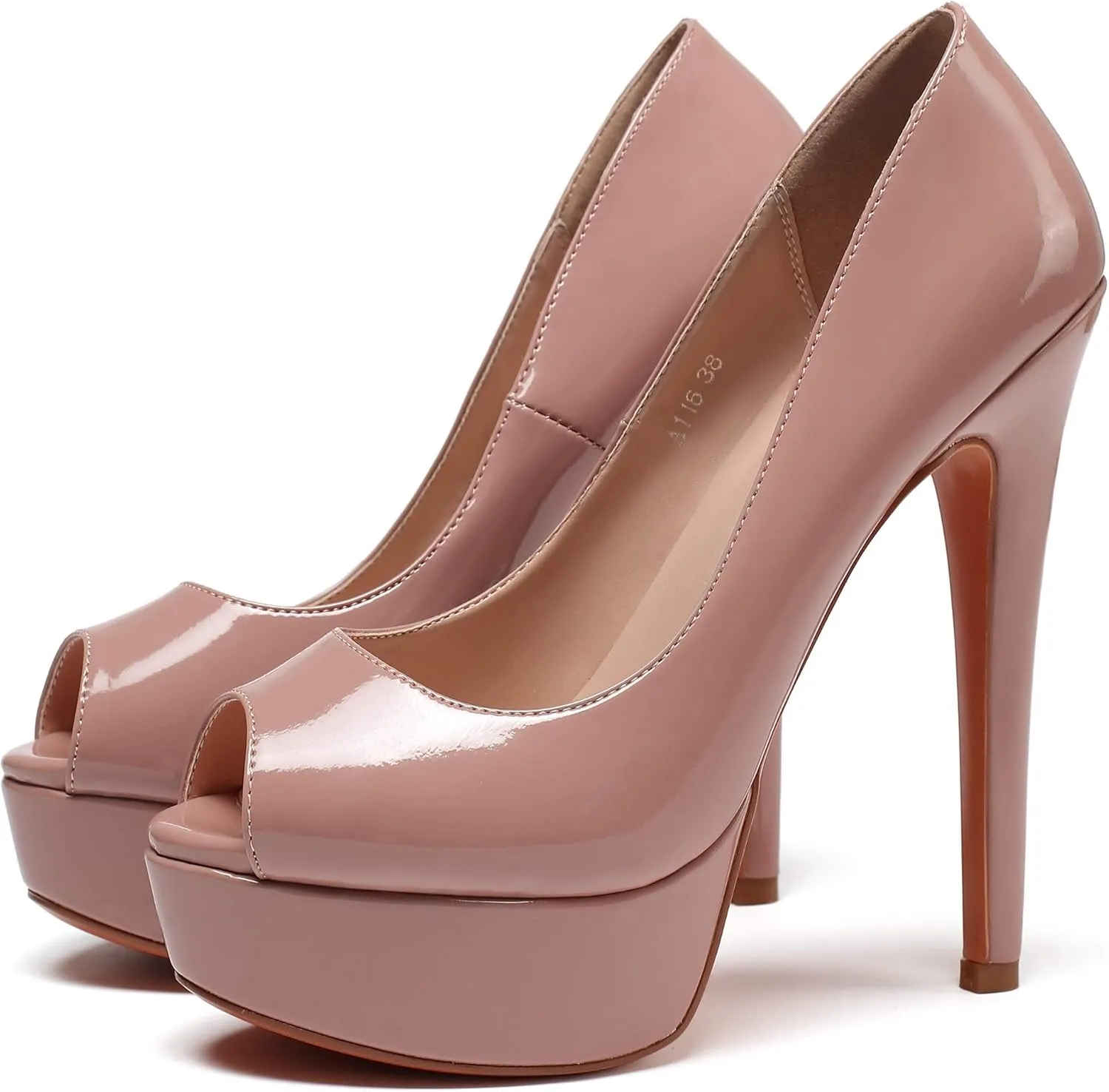SAMMITOP Women's Peep Toe Pumps 6 Inch Stiletto High Heels Platform Pump Elegant Dress Shoes