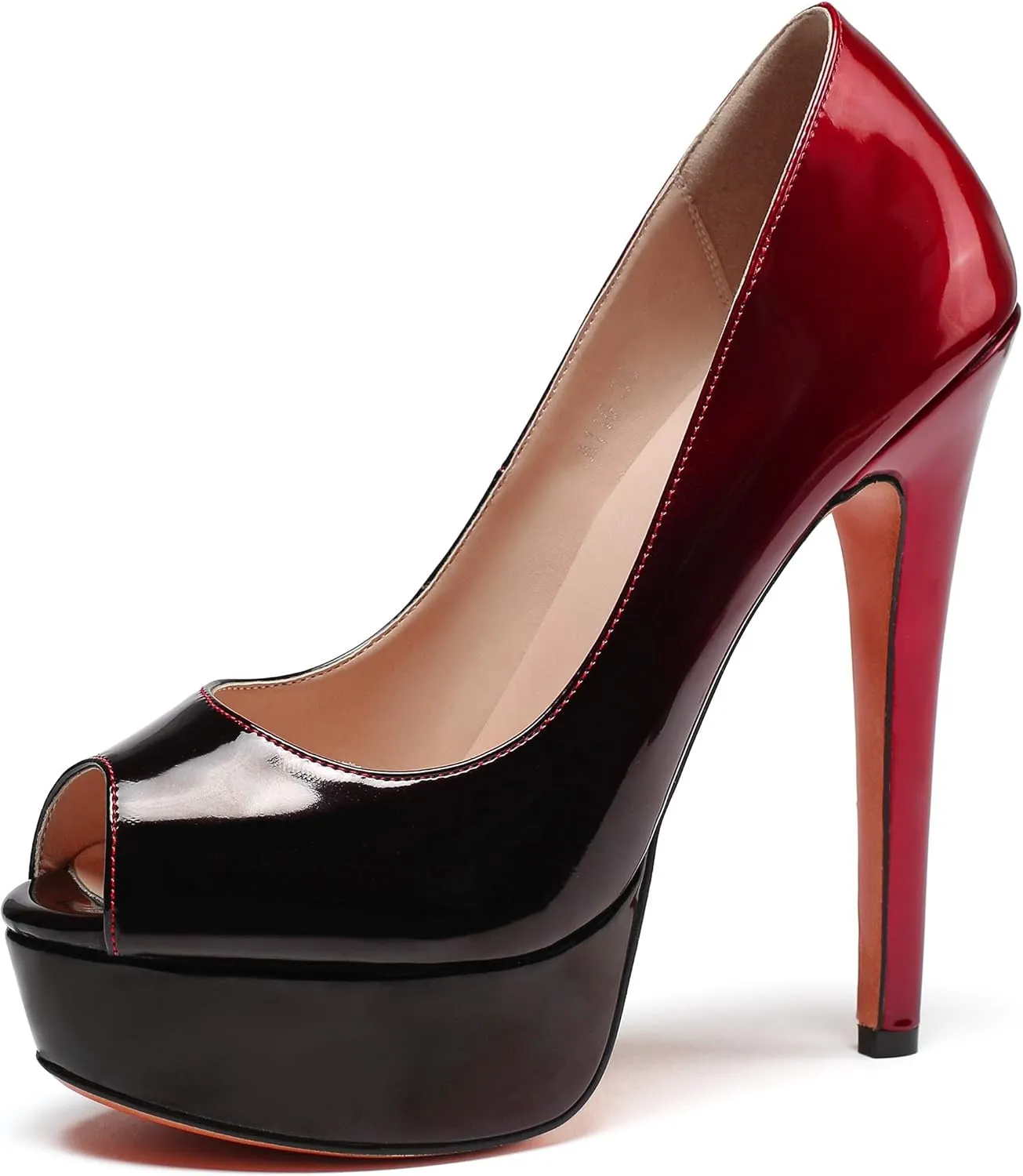 SAMMITOP Women's Peep Toe Pumps 6 Inch Stiletto High Heels Platform Pump Elegant Dress Shoes