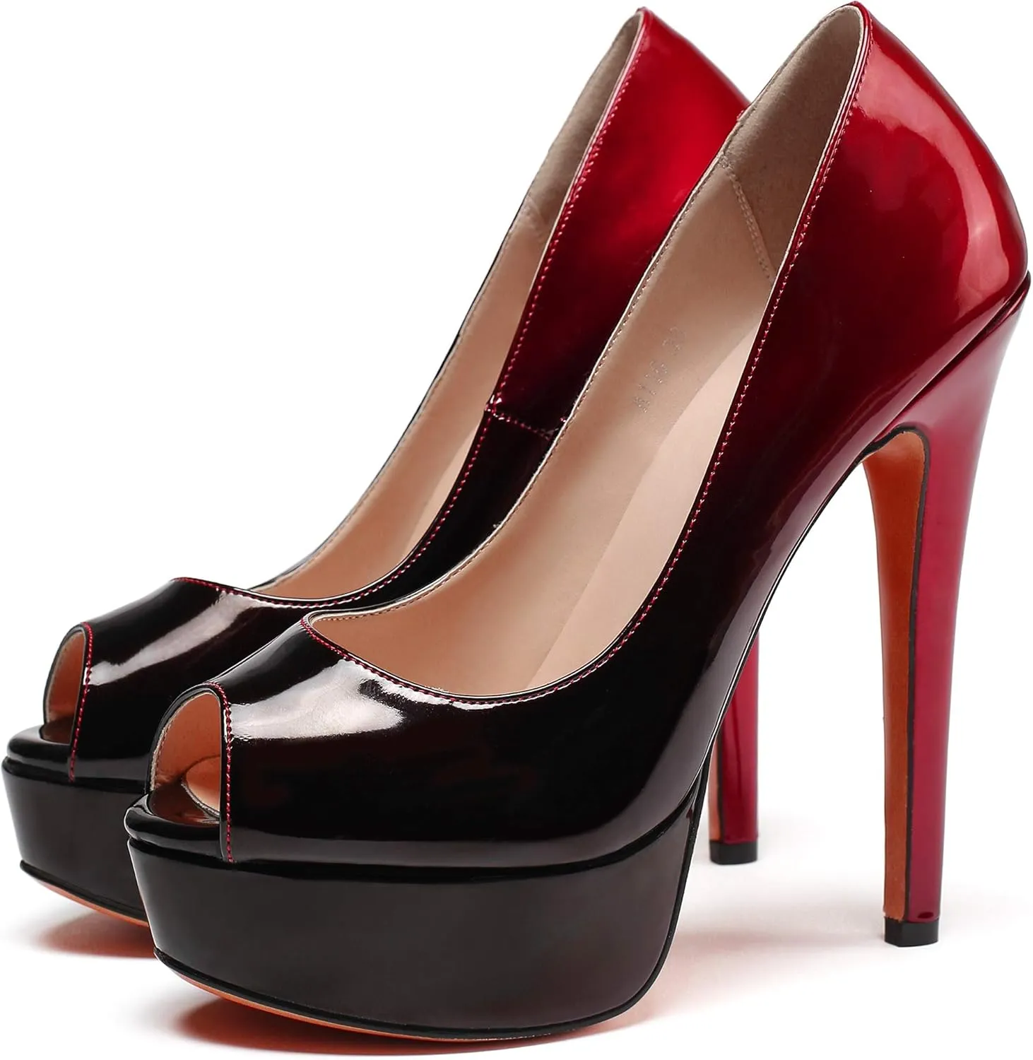 SAMMITOP Women's Peep Toe Pumps 6 Inch Stiletto High Heels Platform Pump Elegant Dress Shoes