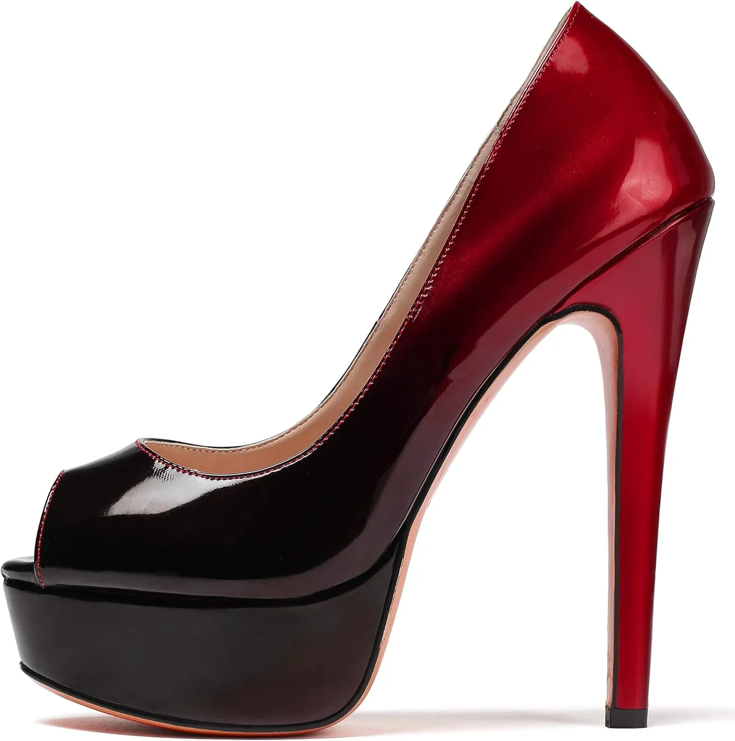 SAMMITOP Women's Peep Toe Pumps 6 Inch Stiletto High Heels Platform Pump Elegant Dress Shoes