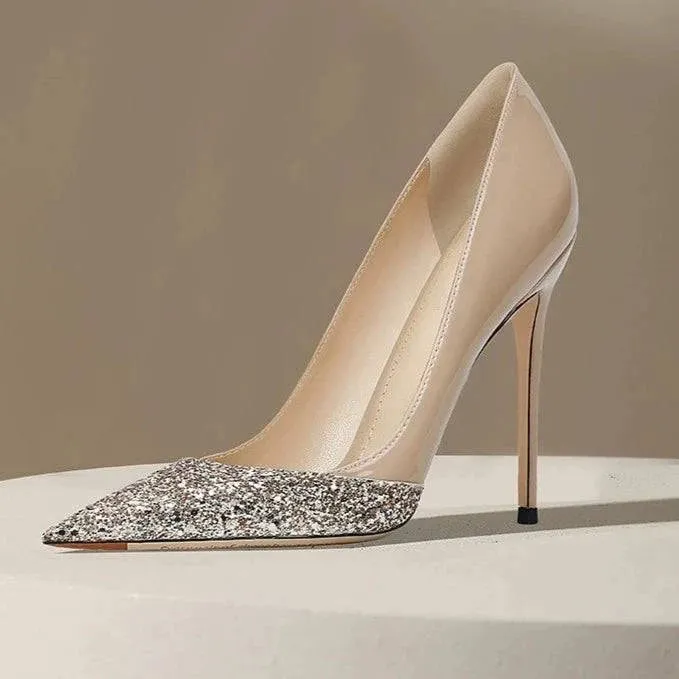 Sequined Nude Stiletto Heels