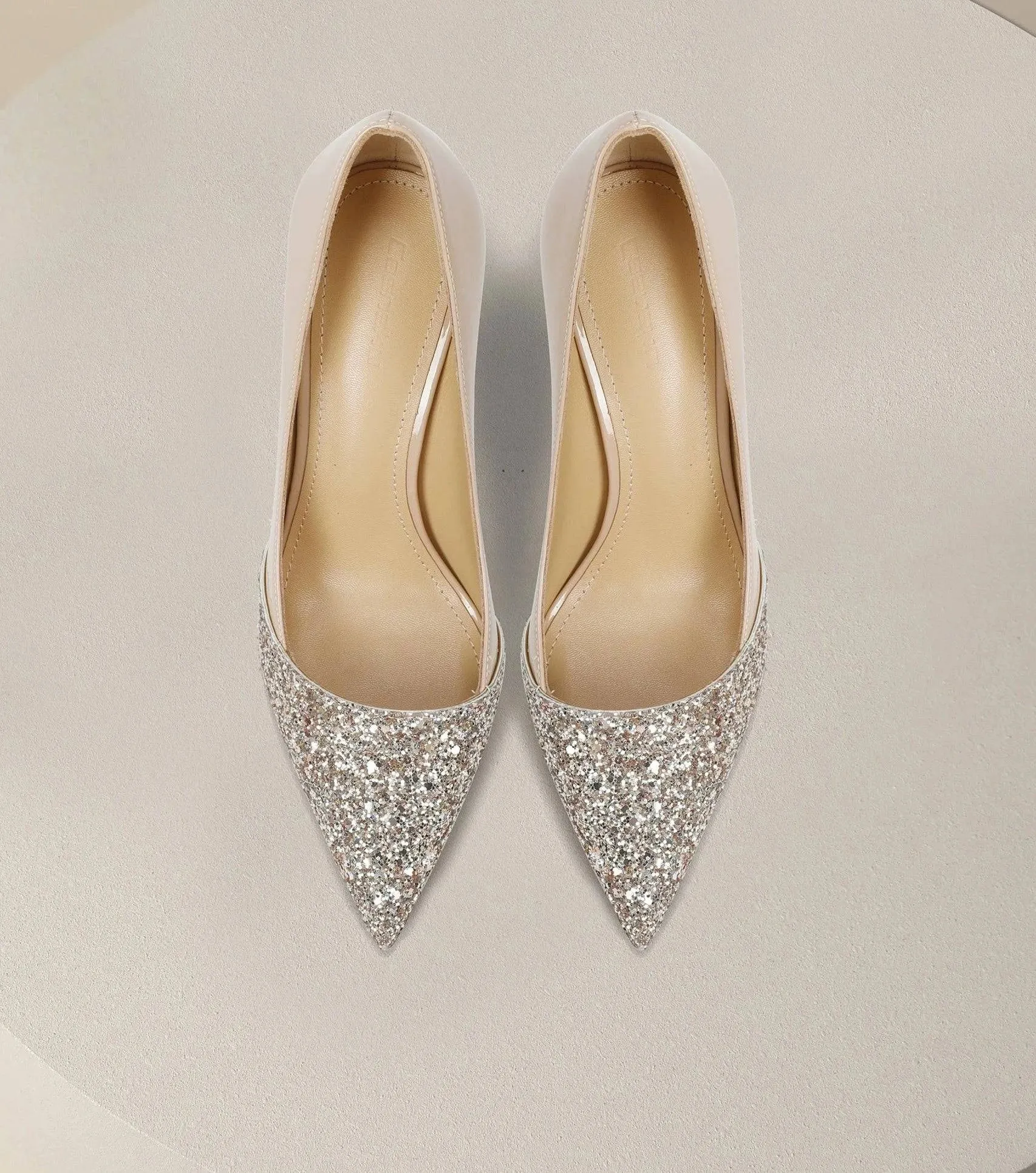 Sequined Nude Stiletto Heels