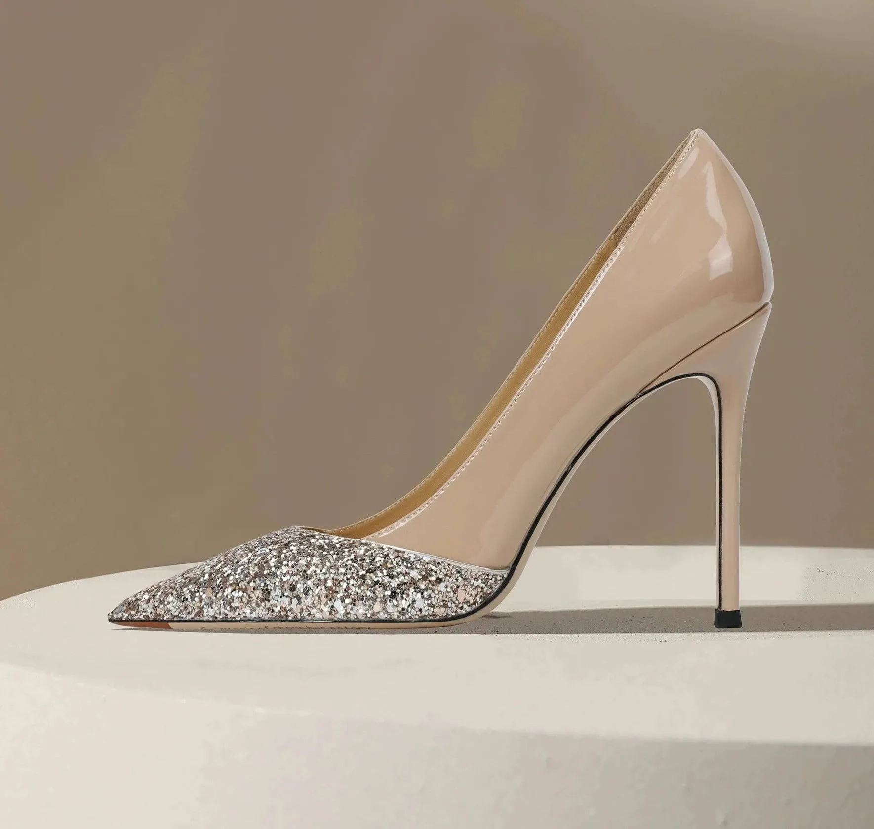 Sequined Nude Stiletto Heels