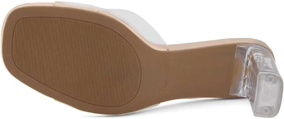 Shoe Land Clear Heels for Women  3 Inch Chunky Heeled Mules, Transparent Slip-On Square Toe Slides | Dressy Clear Sandals for Wedding, Party & Casual Wear