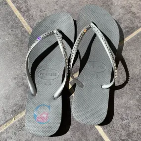 Silver Thin Strap Havaianas/Crystal - 1 Row *