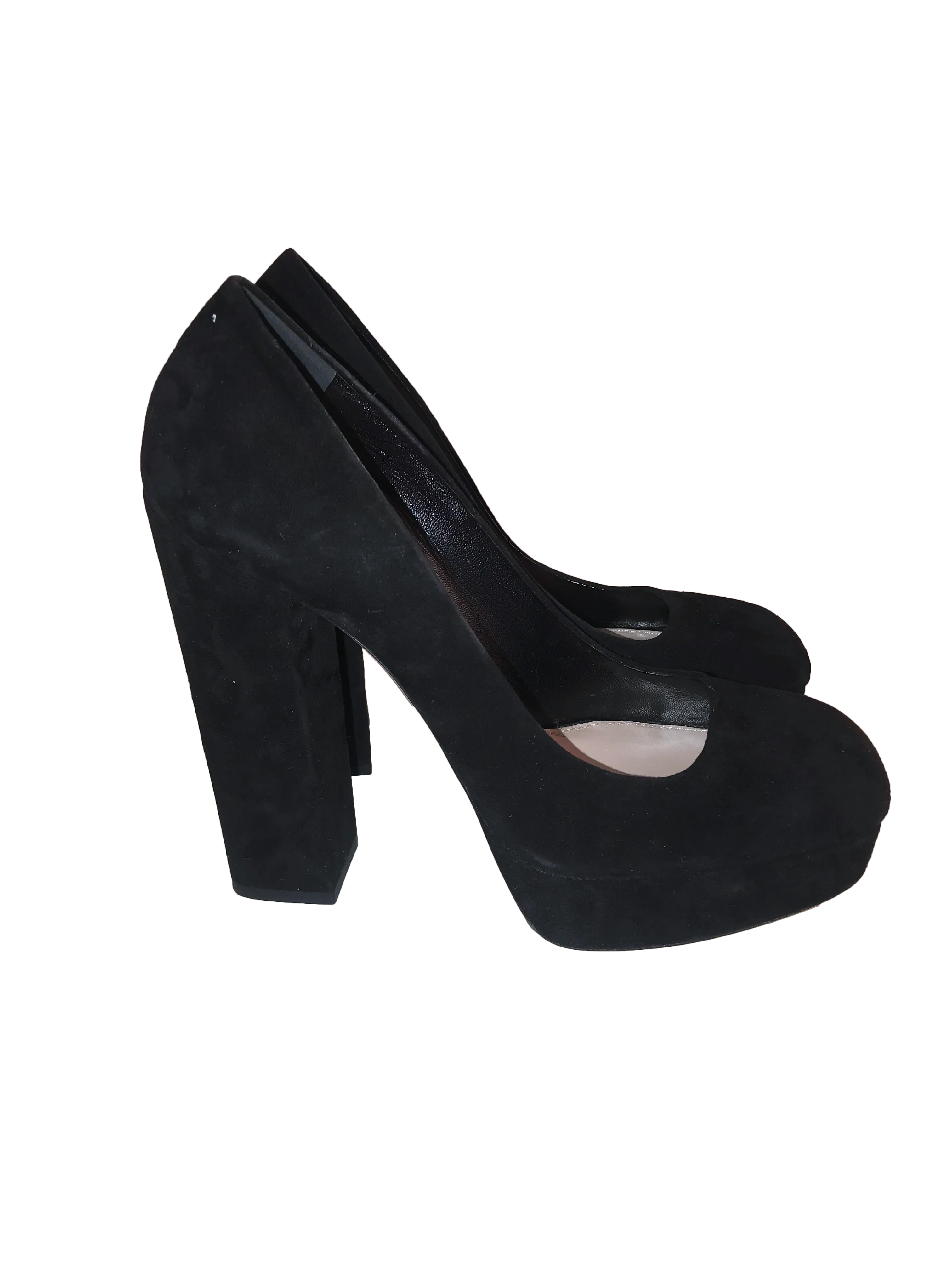Suede Black Block Heels