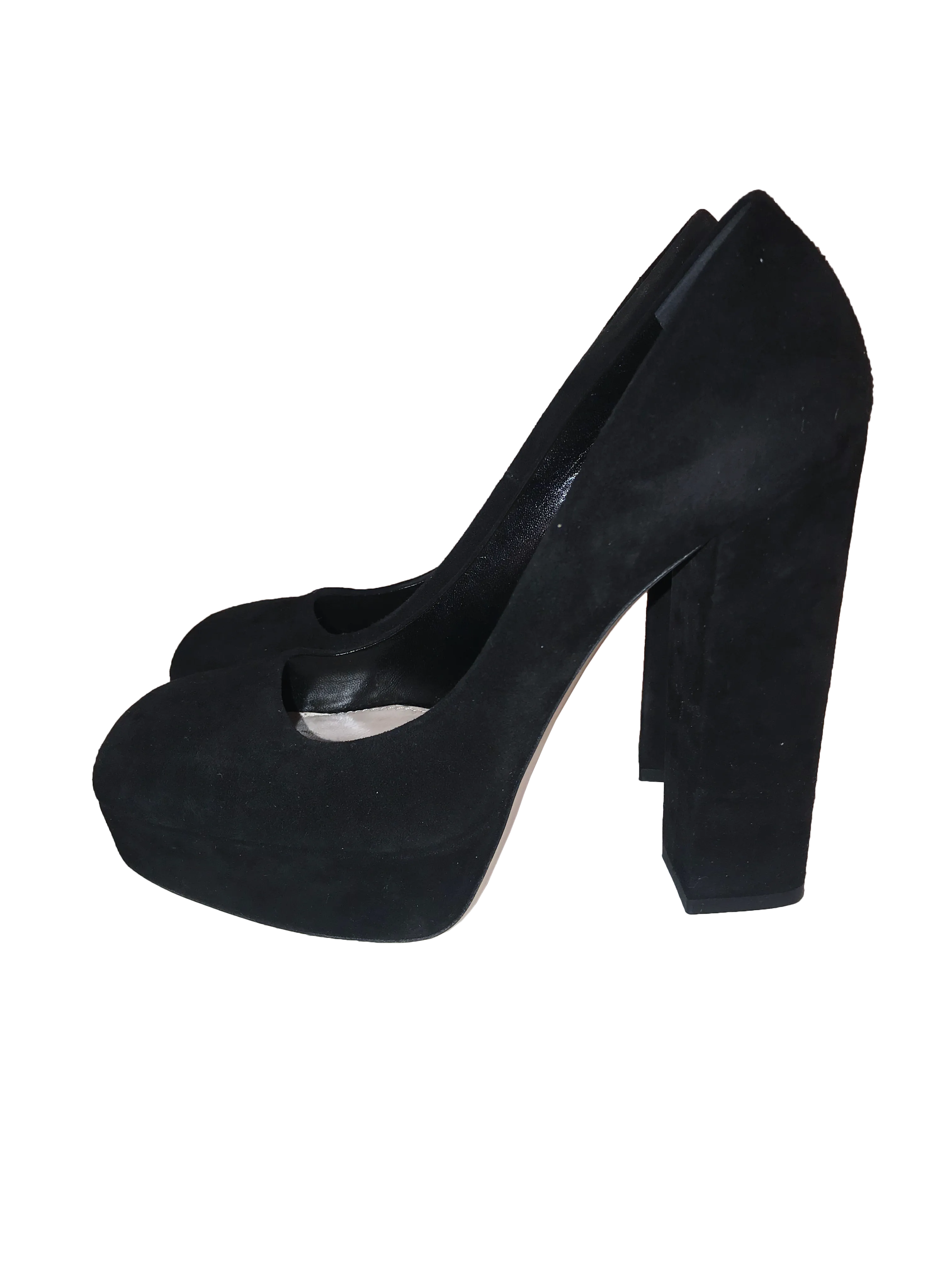 Suede Black Block Heels