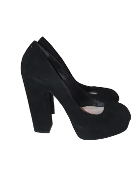 Suede Black Block Heels