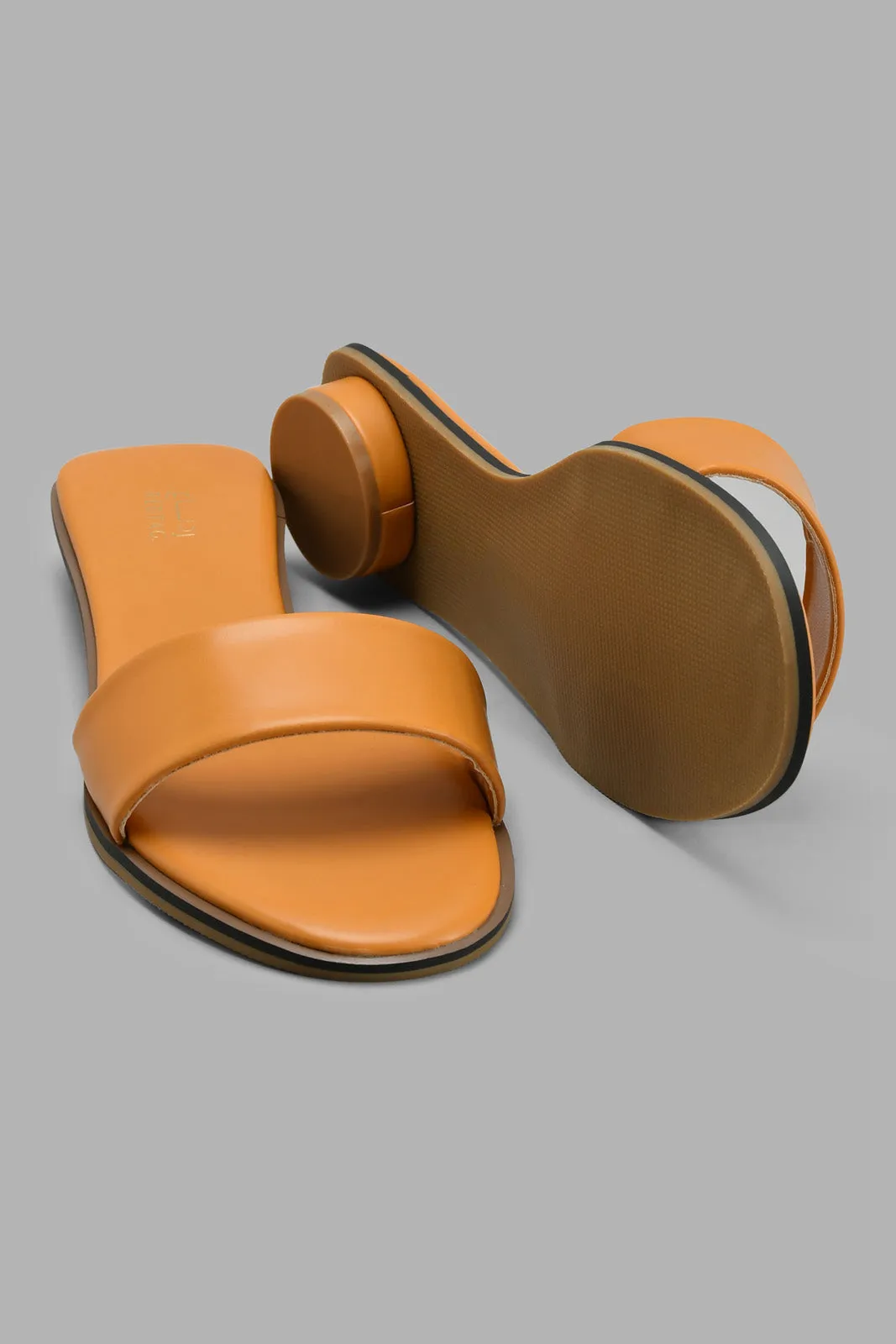 Tan Mule with Round Heels