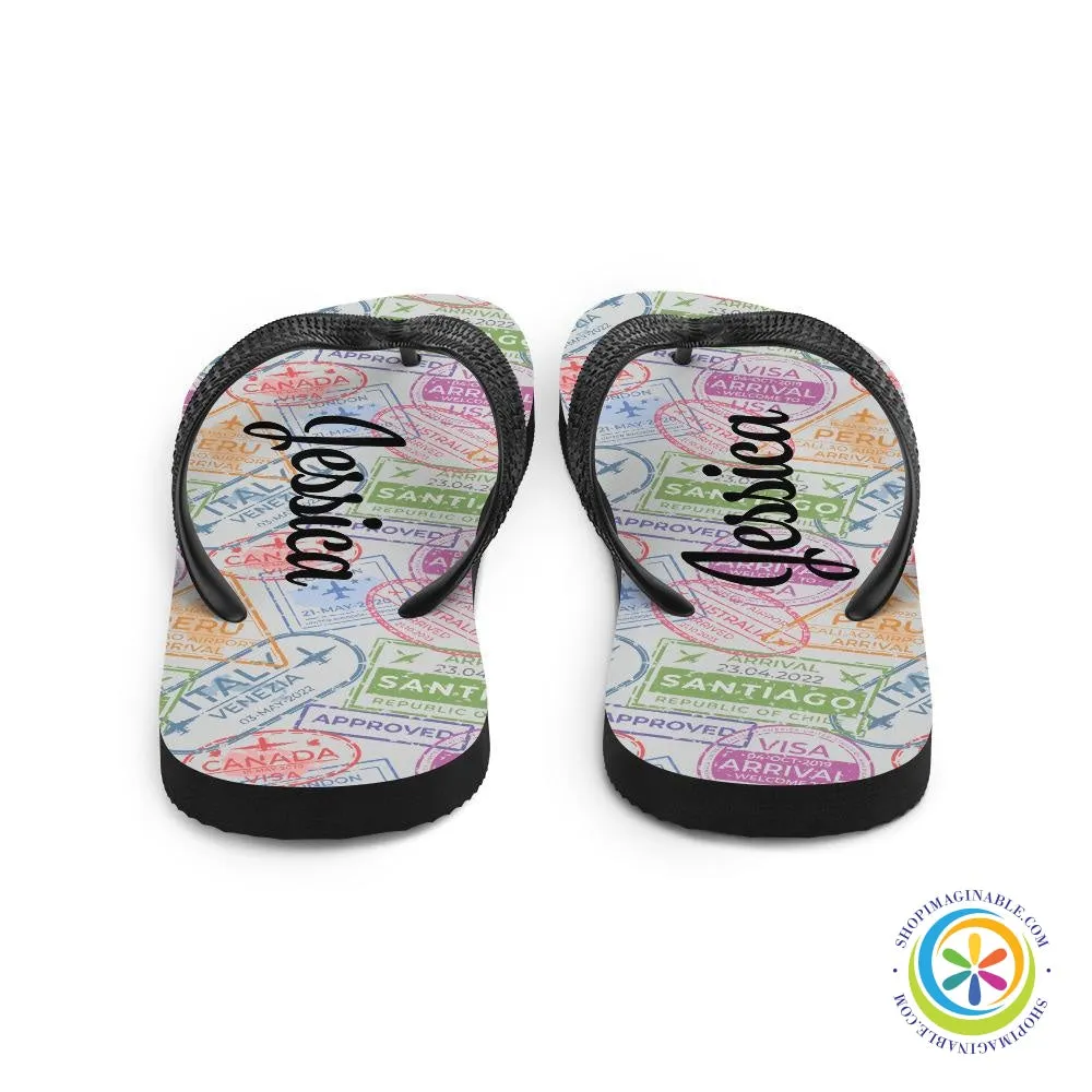 Traveler's Passport Personalized Flip-Flops