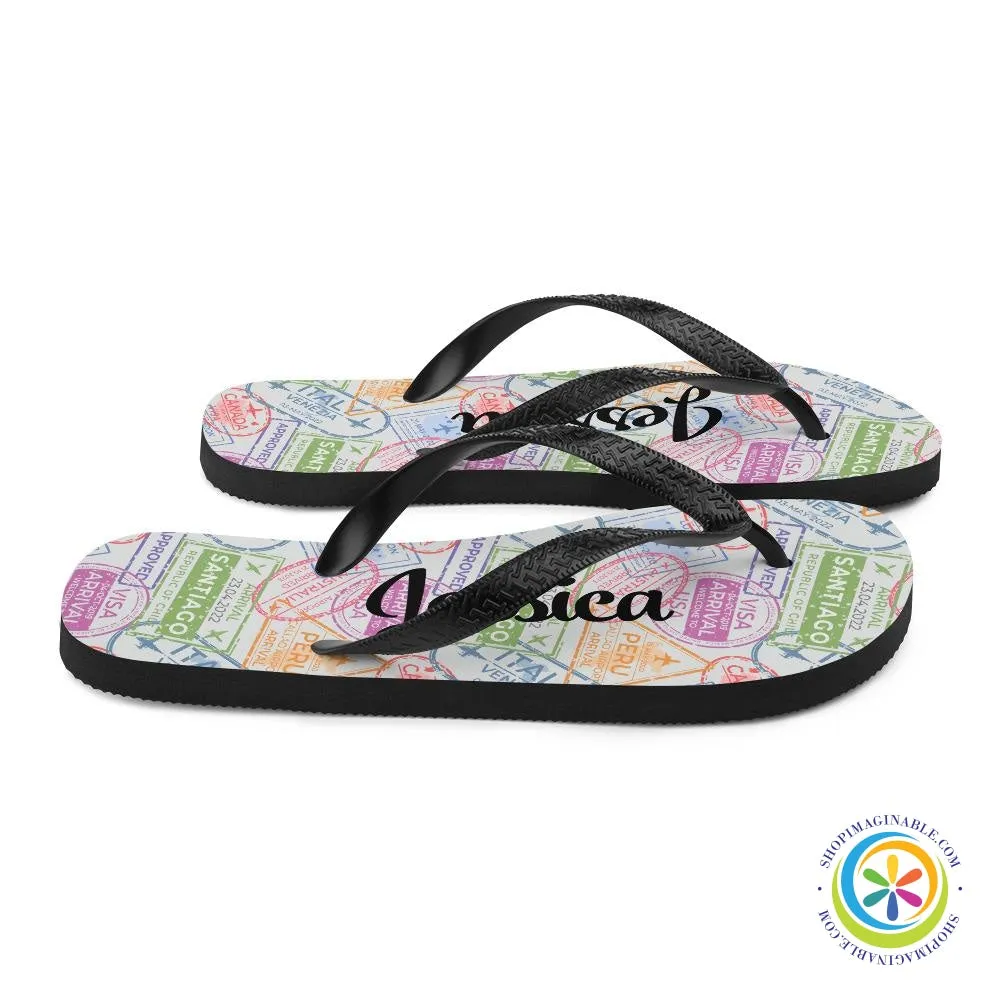 Traveler's Passport Personalized Flip-Flops