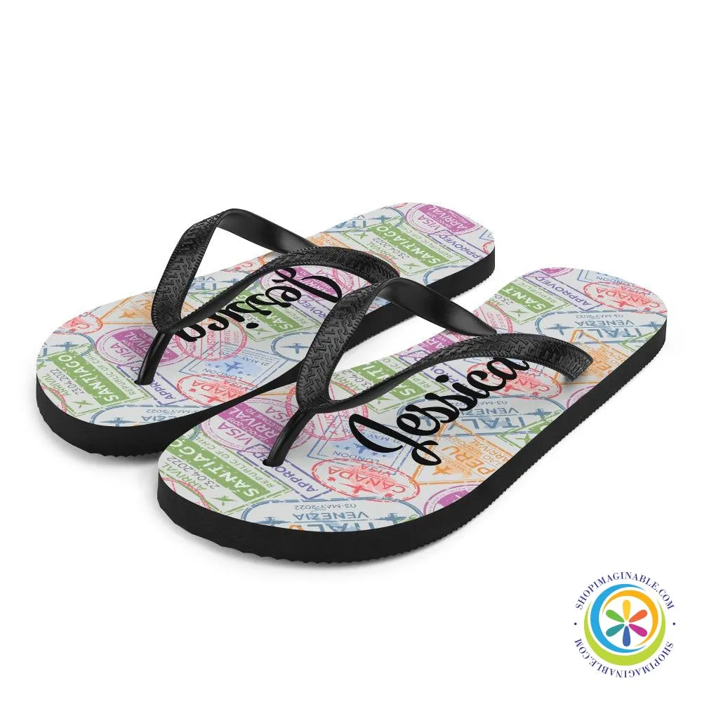 Traveler's Passport Personalized Flip-Flops