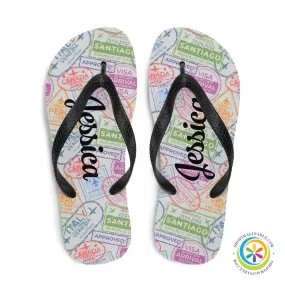 Traveler's Passport Personalized Flip-Flops