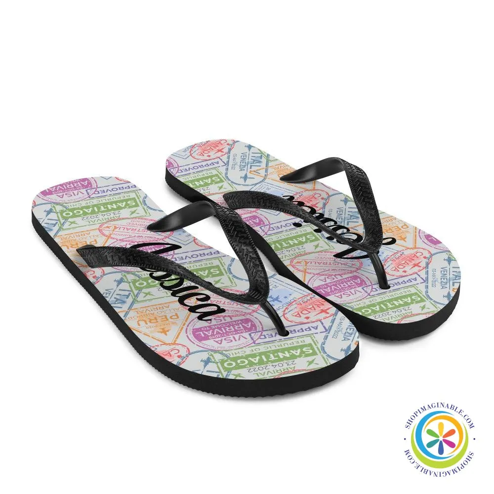 Traveler's Passport Personalized Flip-Flops