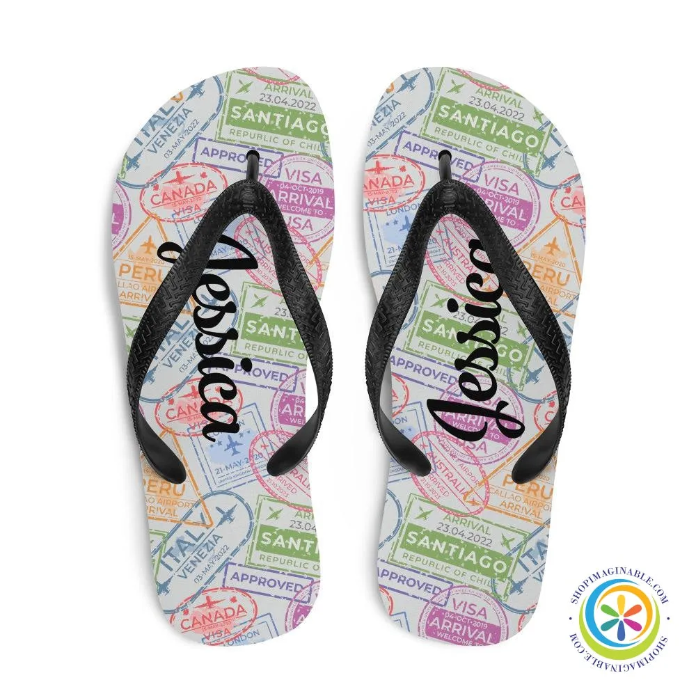 Traveler's Passport Personalized Flip-Flops