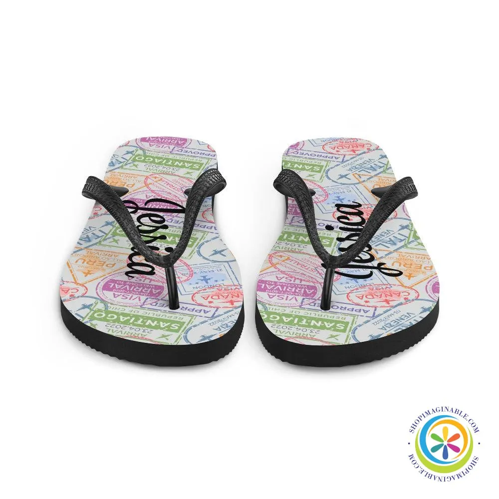 Traveler's Passport Personalized Flip-Flops