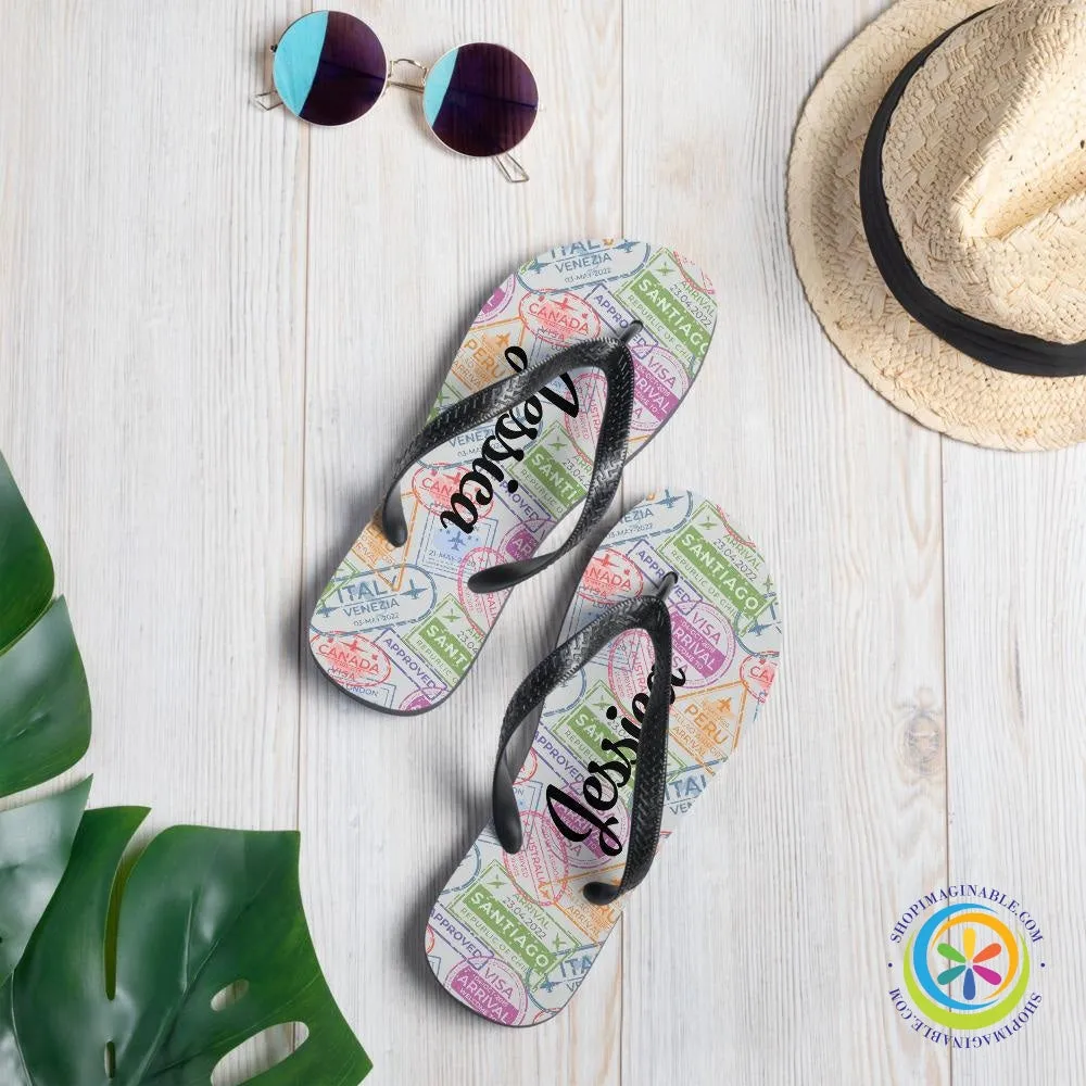 Traveler's Passport Personalized Flip-Flops
