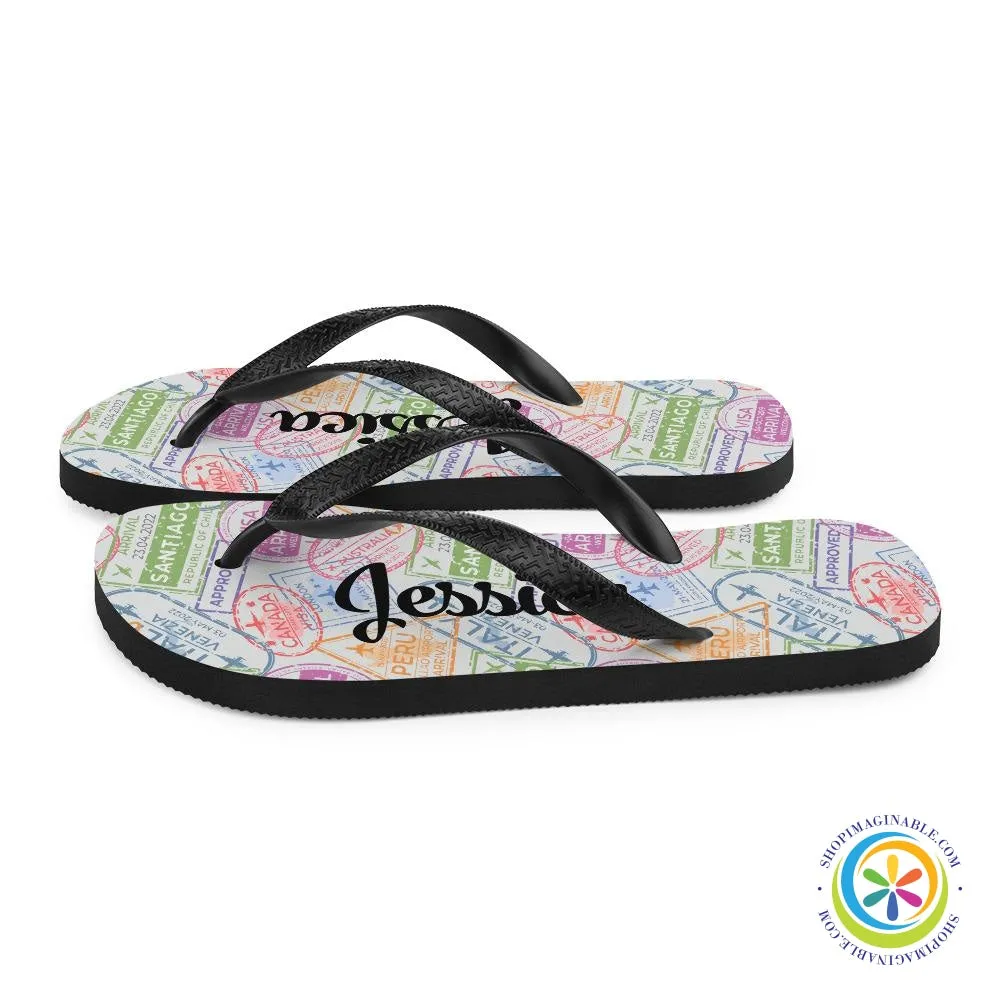 Traveler's Passport Personalized Flip-Flops
