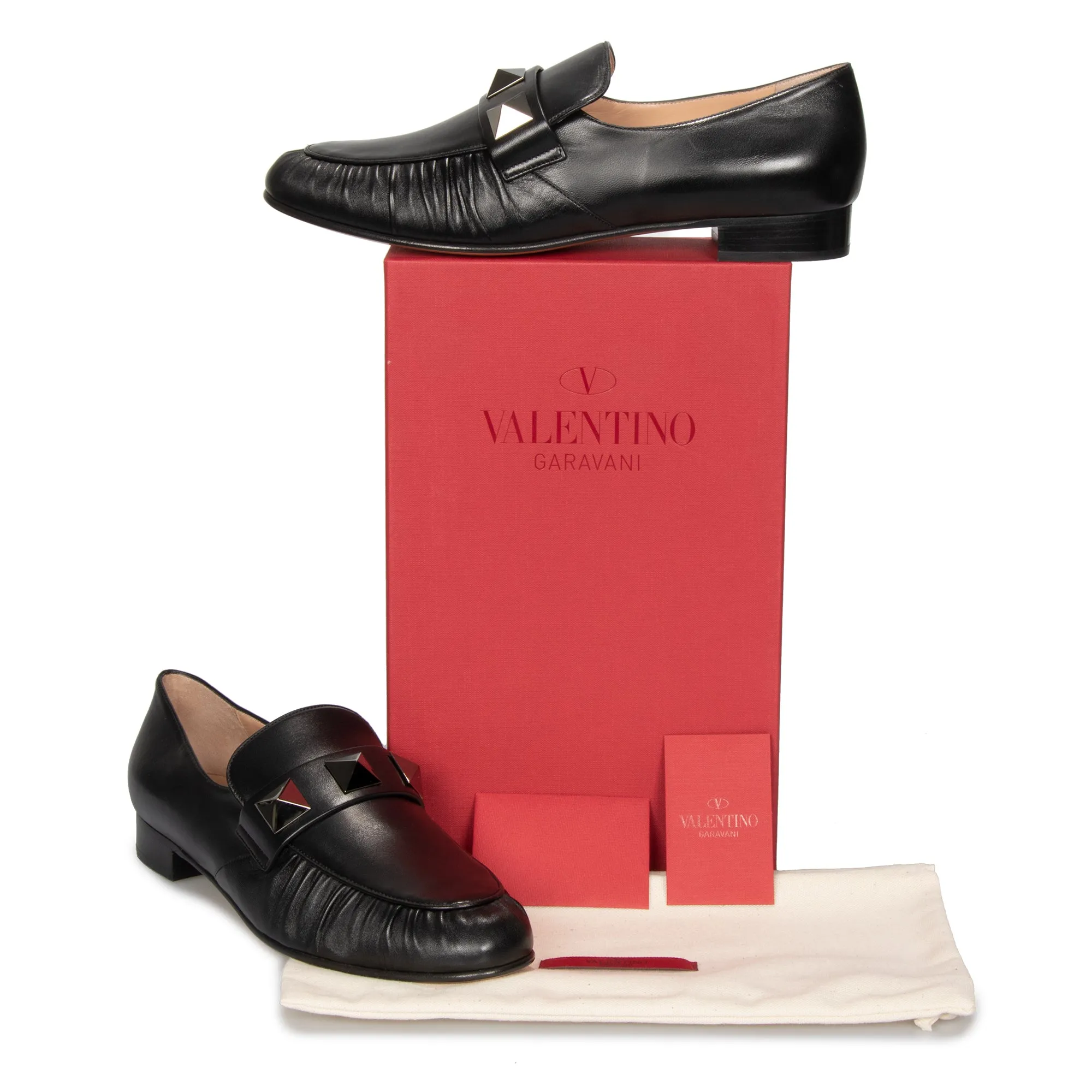 Valentino Macro Stud Loafers in Black