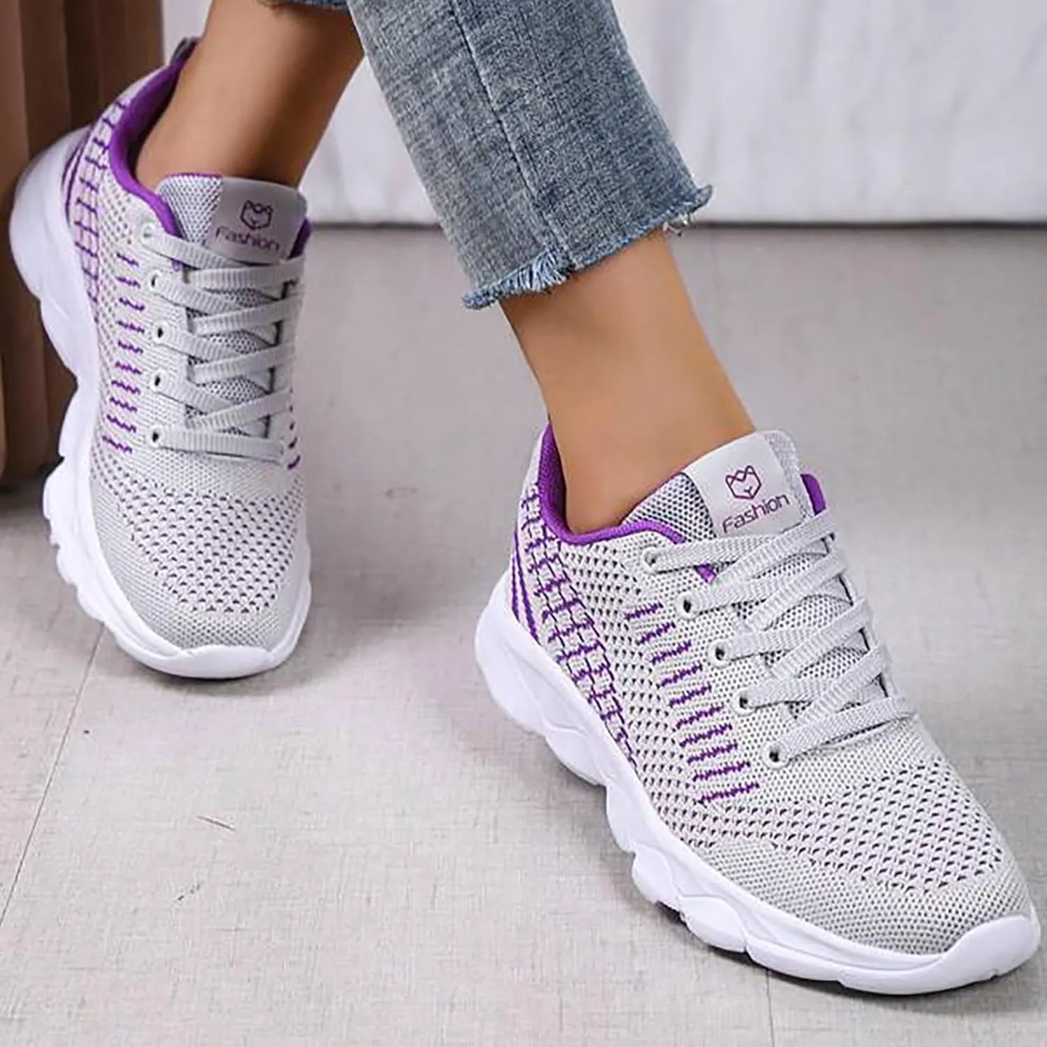 Women's Breathable Elastic Fly Woven Mesh Shoes Fashion Sport Gym Jogging Tennis Sneaker Stretch Cushion Shoe