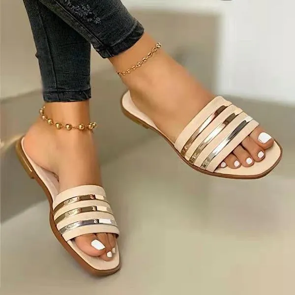 Women's Comfort Flat Casual Fashion Square Toe Slippers 67427335C
