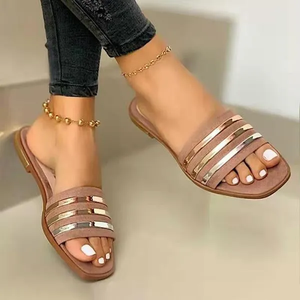 Women's Comfort Flat Casual Fashion Square Toe Slippers 67427335C