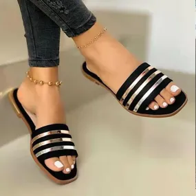 Women's Comfort Flat Casual Fashion Square Toe Slippers 67427335C